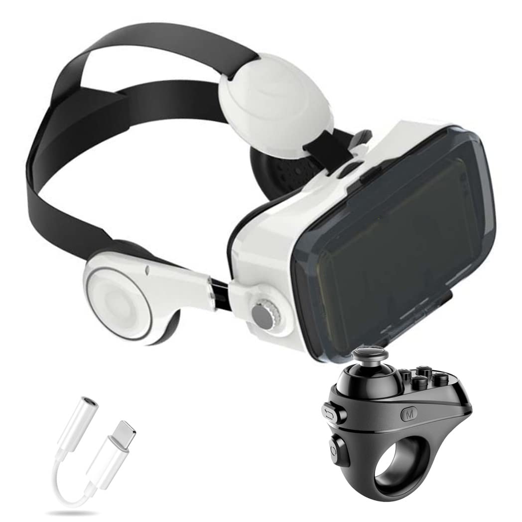 3D VR Headset with Bluetooth Controller - Compatible with iPhone 13 Pro Max/13 Pro/13/12/11, Samsung Galaxy S21, Huawei & Xiaomi Series - Immersive Virtual Reality Gaming & Movie Experience (Color: E, Size: iOS)