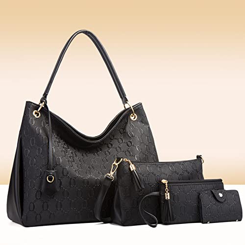 Stylish Women's Handbag Set - 4-Piece Shoulder Bags, Totes & Satchels for Work, Travel & Everyday Use | Fashionable Hobo Purses & Matching Accessories