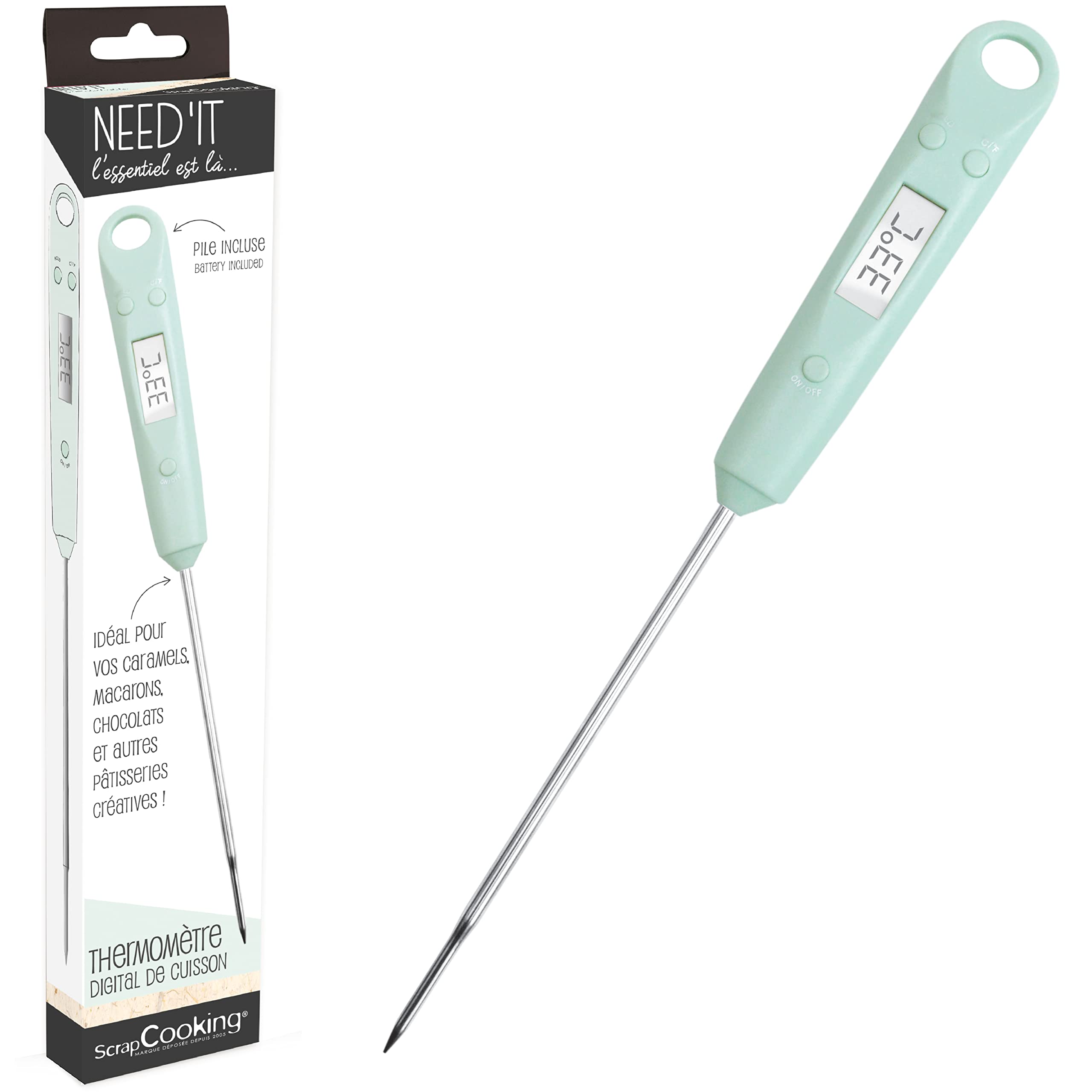 ScrapCooking Digital Food Thermometer - Instant Read Meat Thermometer for Cooking, Grilling, Baking - Perfect for Kitchen, BBQ, and Outdoor Cooking