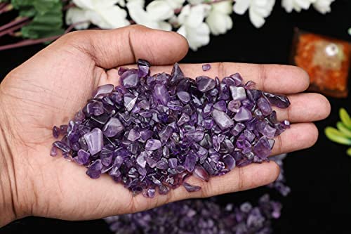 ZAICUS Natural Amethyst Crystal Chips - 1 Lb Bulk Crushed Gemstones for Healing, Reiki, Witchcraft, Jewelry Making & Home Decor | Irregular Shaped Tumbled Stones for Spiritual Practice, DIY Crafts and Crystal Grids