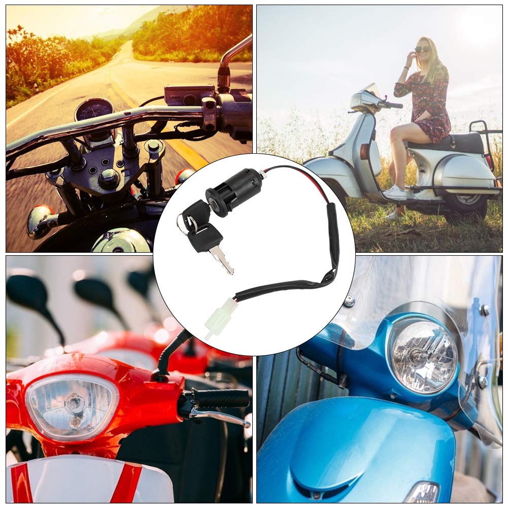 2 Pcs Motorcycle Ignition Switch Lock and Key Set - Universal Replacement for Bike, Tricycle, Electric Scooter & E-Bike - Waterproof & Durable Key Switch with Keys - Perfect for Commuting, Off-Roading & Urban Riding Accessories