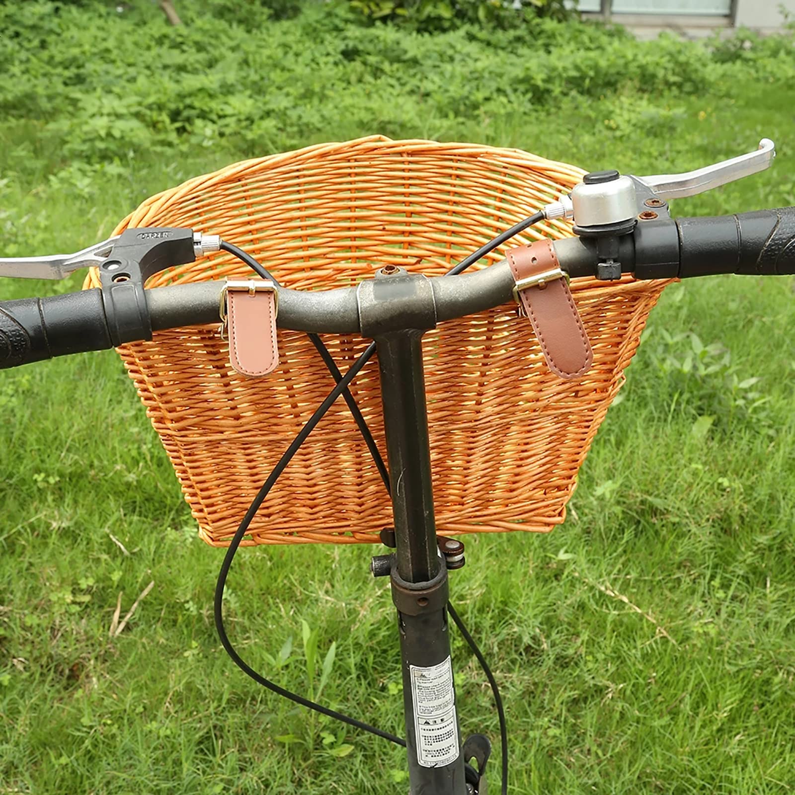 Syhonic Wicker Woven Front Handlebar Bike Basket - Natural Cane Bicycle Accessory for Adults - Perfect for Groceries, Picnics & Commuting