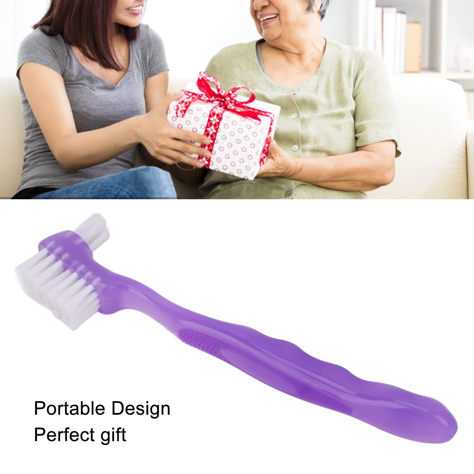 Pavv Denture Brush - Double Sided Soft Bristle False Teeth Cleaner for Elderly | Home & Travel Oral Care Essential | Perfect for Denture Cleaning and Maintenance