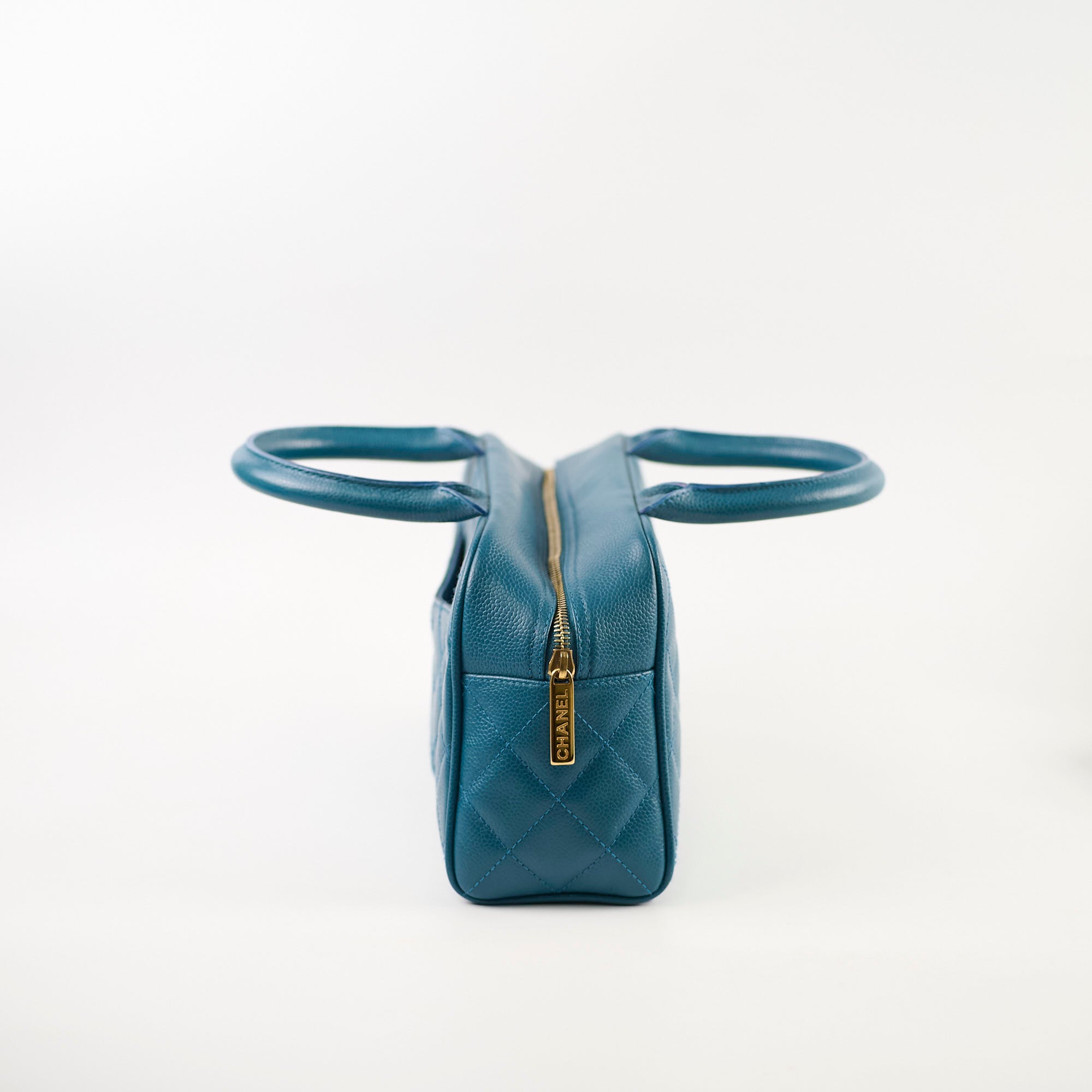 Chanel Quilted Caviar Leather Bowling Bag in Blue - Luxury Designer Handbag for Women, Perfect for Everyday Use, Travel & Shopping