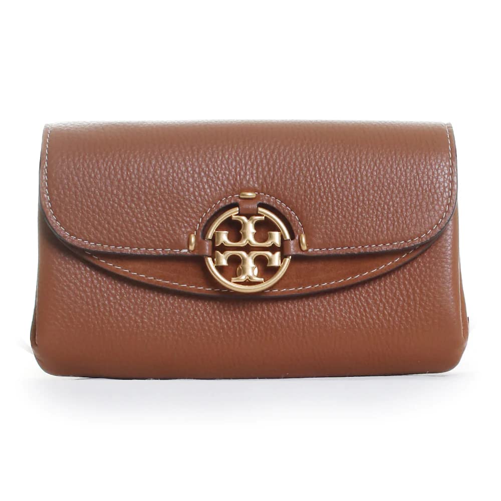 Tory Burch Women's Miller Leather Crossbody Shoulder Handbag - Small Brown Genuine Leather Purse for Everyday Use, Work & Travel