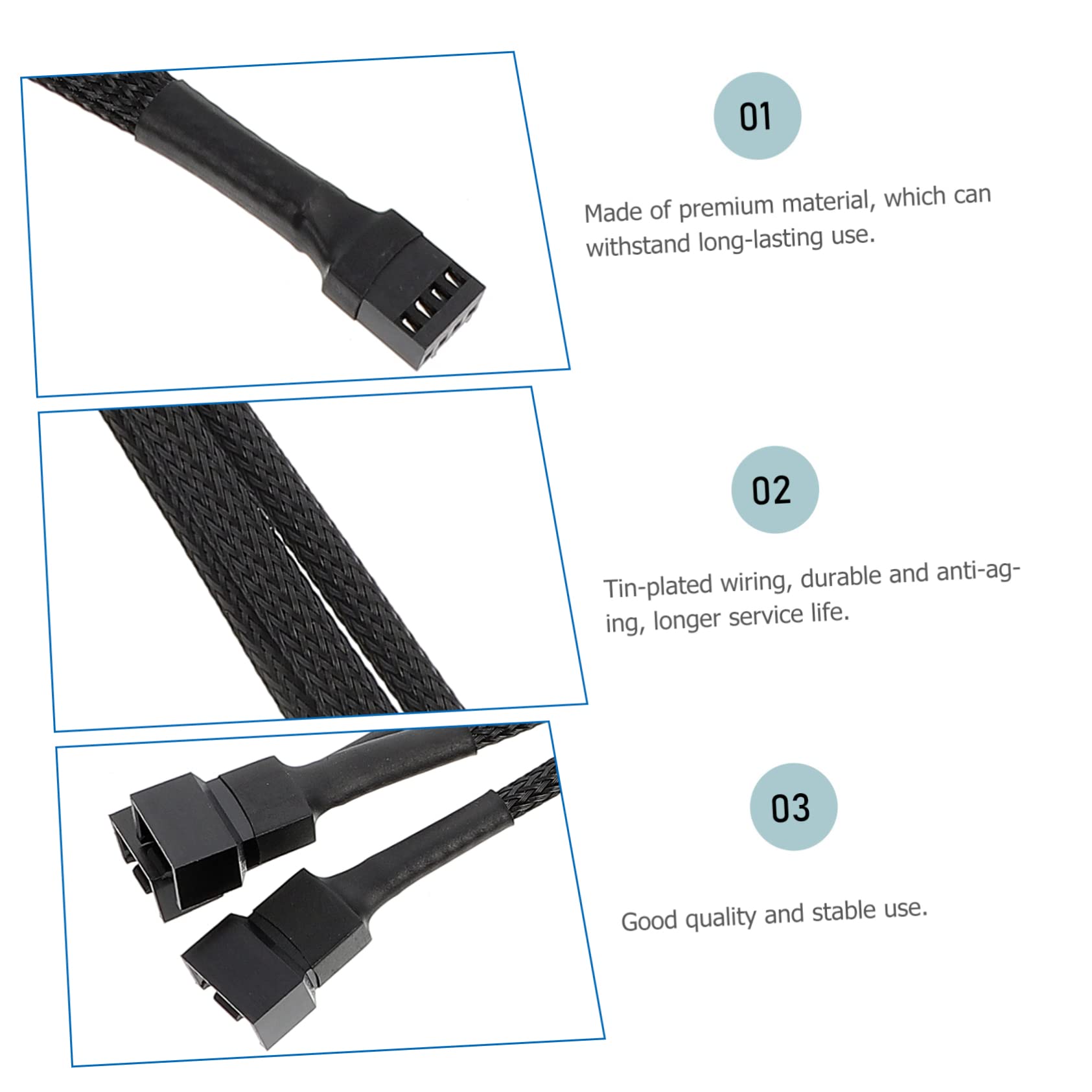 Jojofuny 3-Way PWM Fan Splitter - Cooling Fan Extension for PC Builds