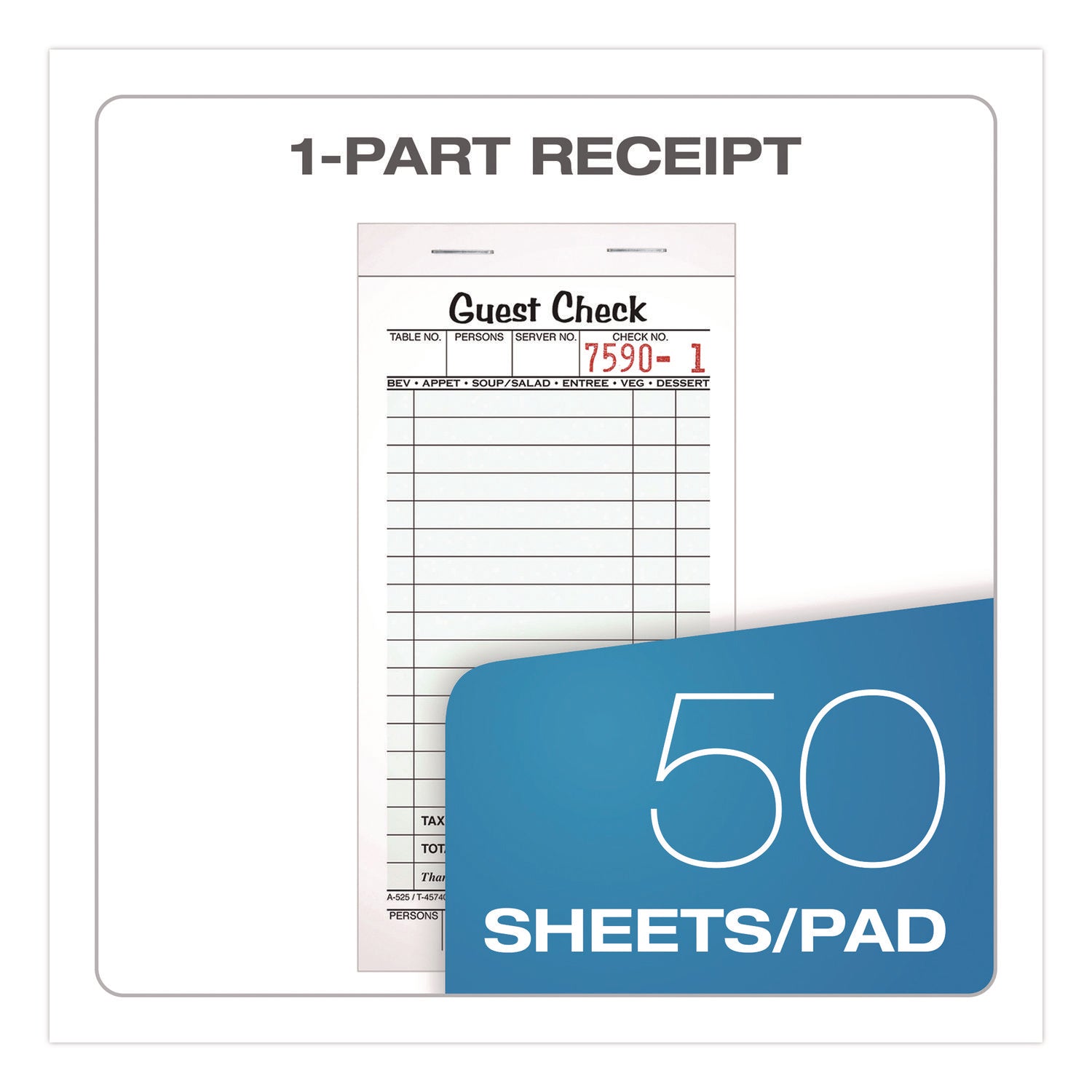 Adams® One Part Guest Check Pad - 3.4