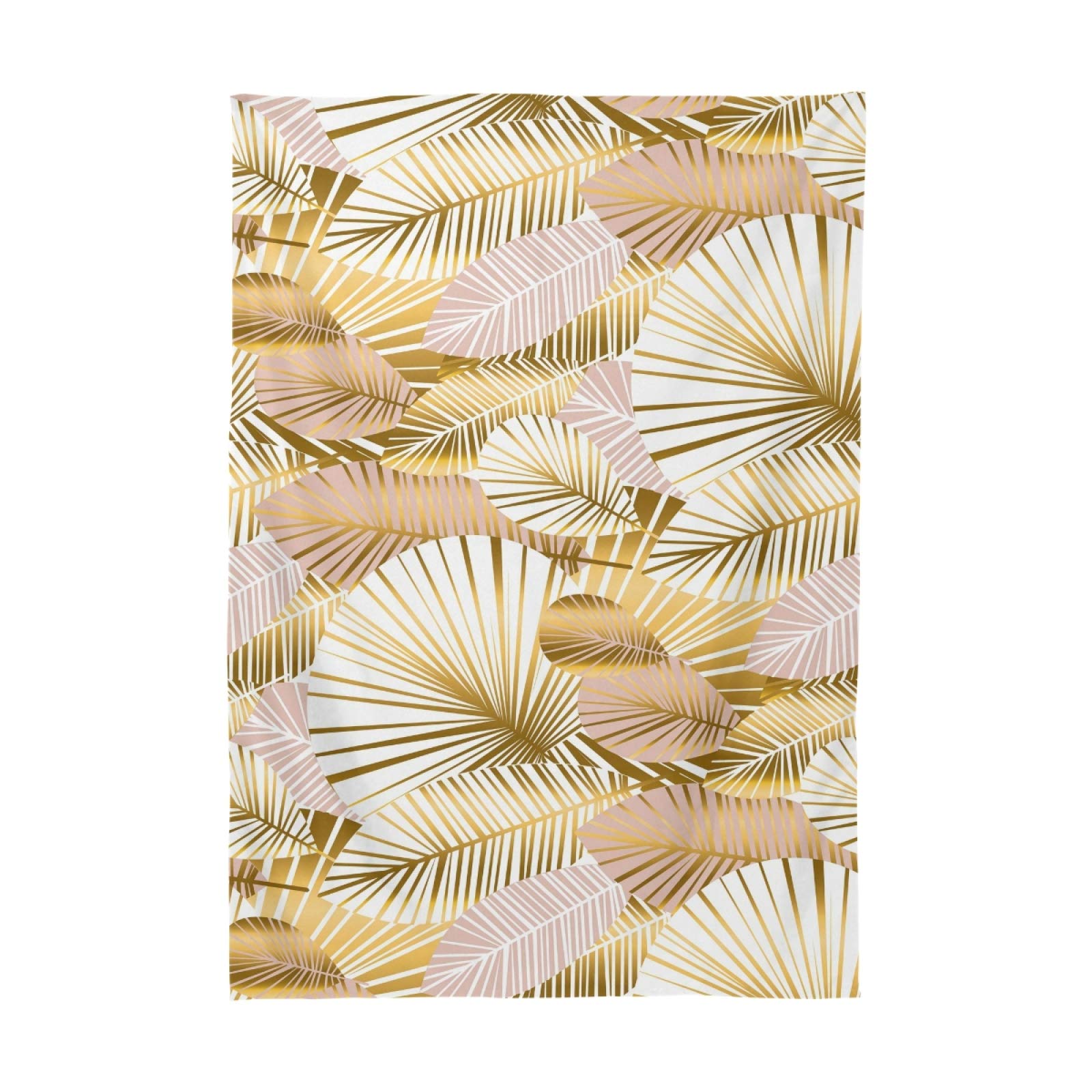 Gold Tropical Palm Leaf Jungle Tablecloth - 60 Inch Rectangle Polyester Table Cover for Party, Dinner & Home Decor | Perfect for Jungle Theme, Hawaiian Luau & Tropical Events