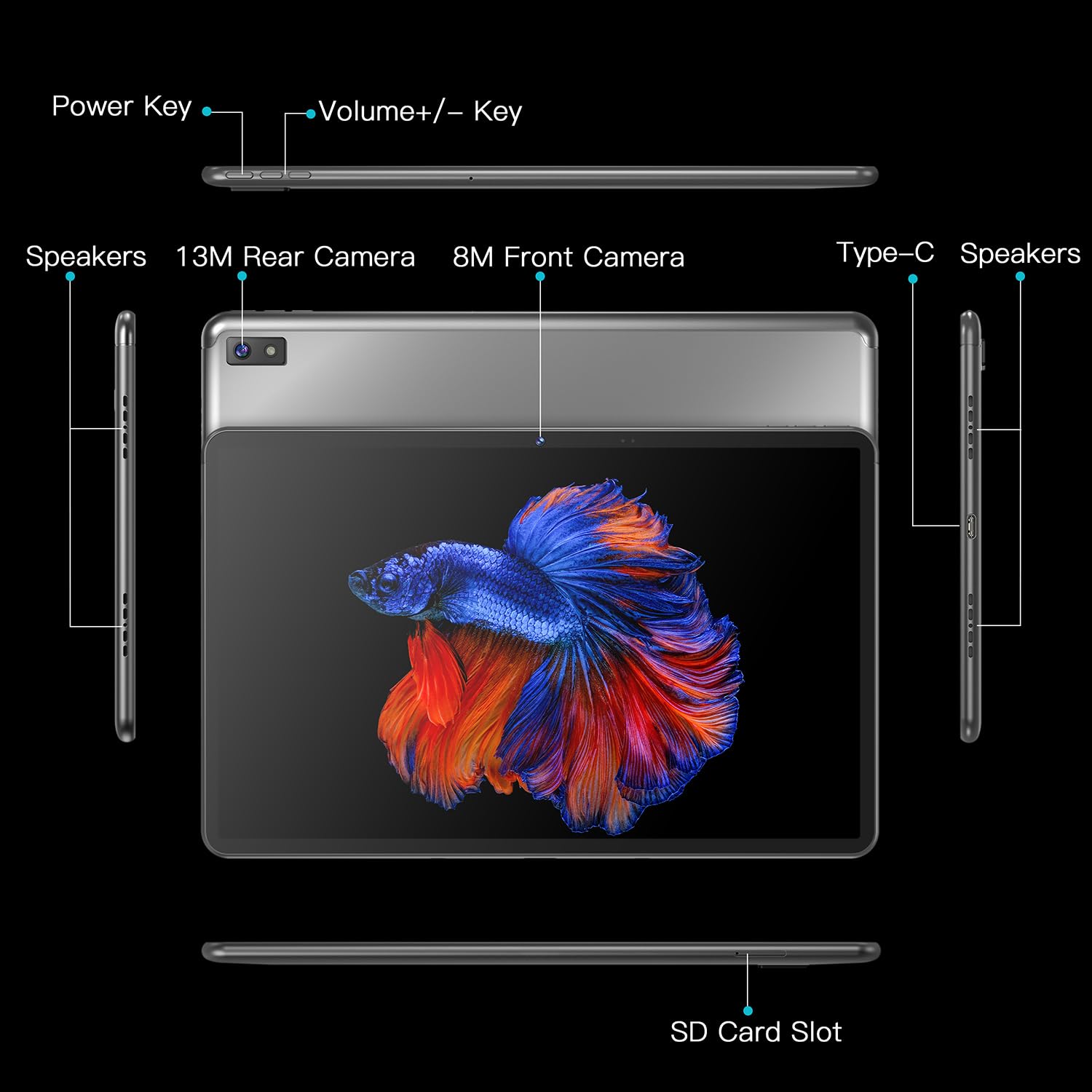LincPlus 10.4 Inch Android Tablet - 2K HD Display, MediaTek Helio G99 Processor, 6GB RAM + 128GB ROM (Expandable), 7000mAh Battery, WiFi GPS - Perfect for Work, Study, and Entertainment (T3-6G Model)