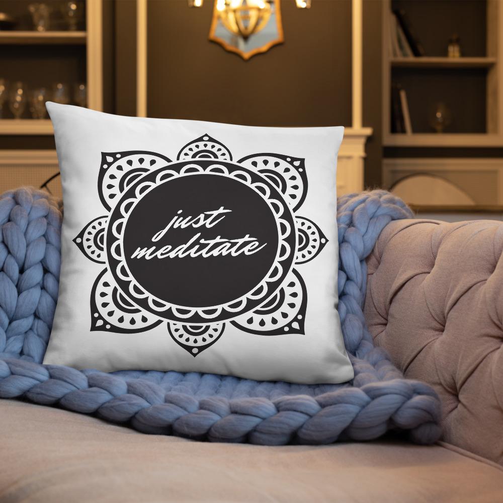 JUST MEDITATE Meditation Pillow - Premium Zafu Cushion for Yoga, Zen, Mindfulness & Relaxation - Perfect for Home, Studio, or Outdoor Meditation Practice