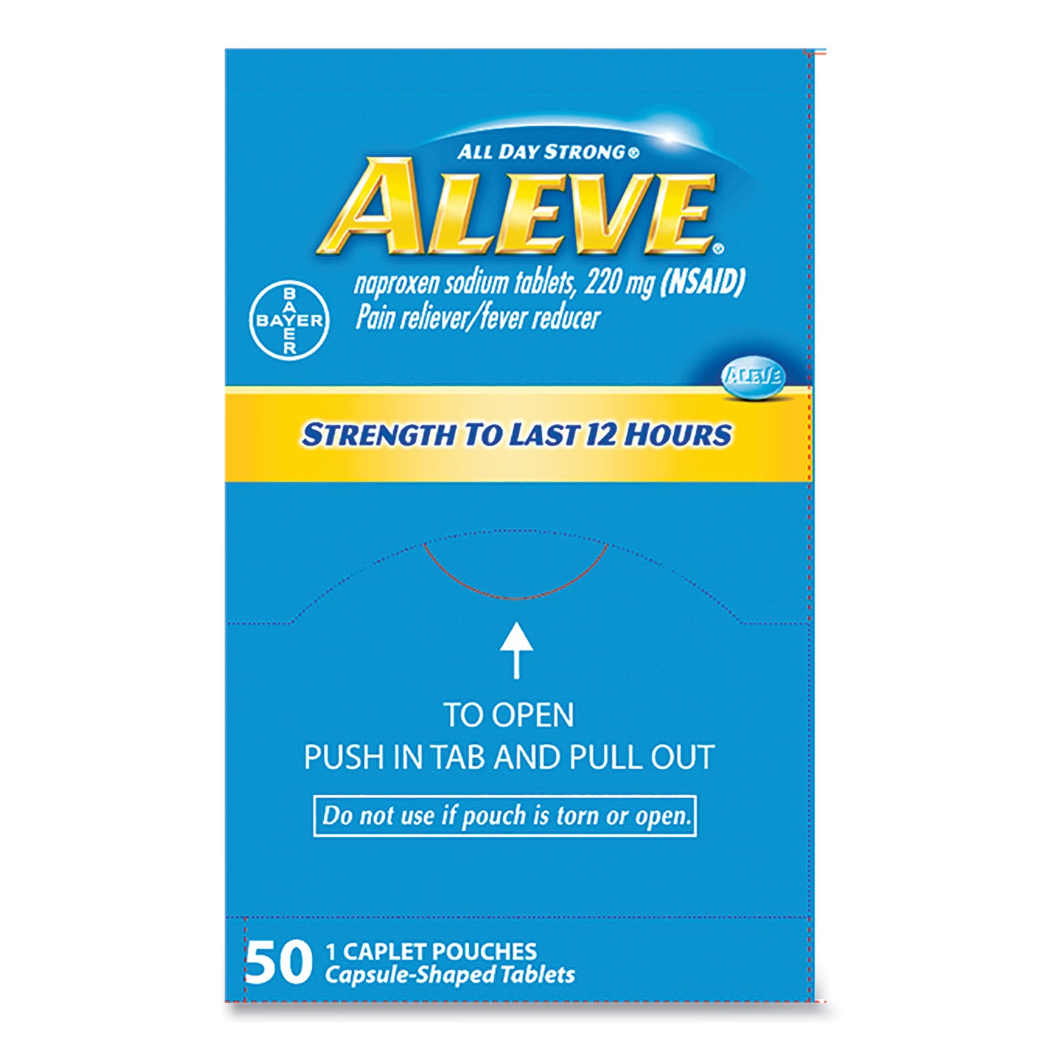 Aleve® Pain Reliever Tablets - 50 Count, Fast-Acting Naproxen Sodium for Headache, Muscle & Joint Pain Relief - Perfect for Workouts, Travel & Everyday Discomfort