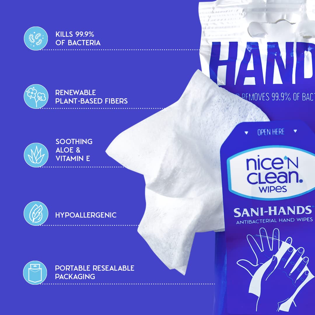 Nice 'N CLEAN Hypoallergenic Sensitive Skin Wet Wipes - 90 Count (8-Pack) | Aloe Vera Infused Hand Wipes | Gentle for Babies & Adults | Perfect for Travel, Gym & On-the-Go Hygiene