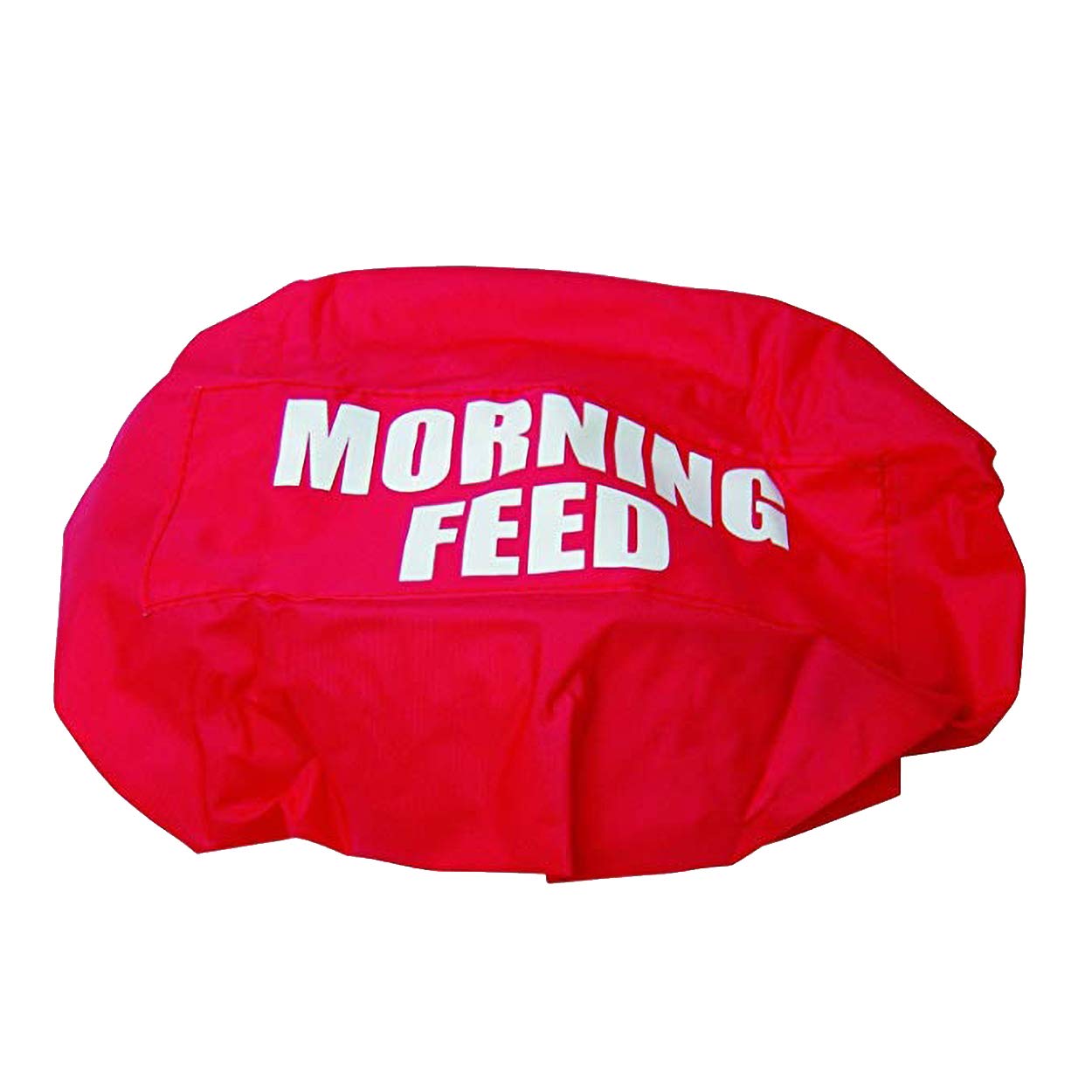 Red Morning Feed Bucket Cover - Durable Waterproof Feed Bin Lid for Horses, Livestock & Farm Animals - Perfect for Barn, Stable & Pasture Use