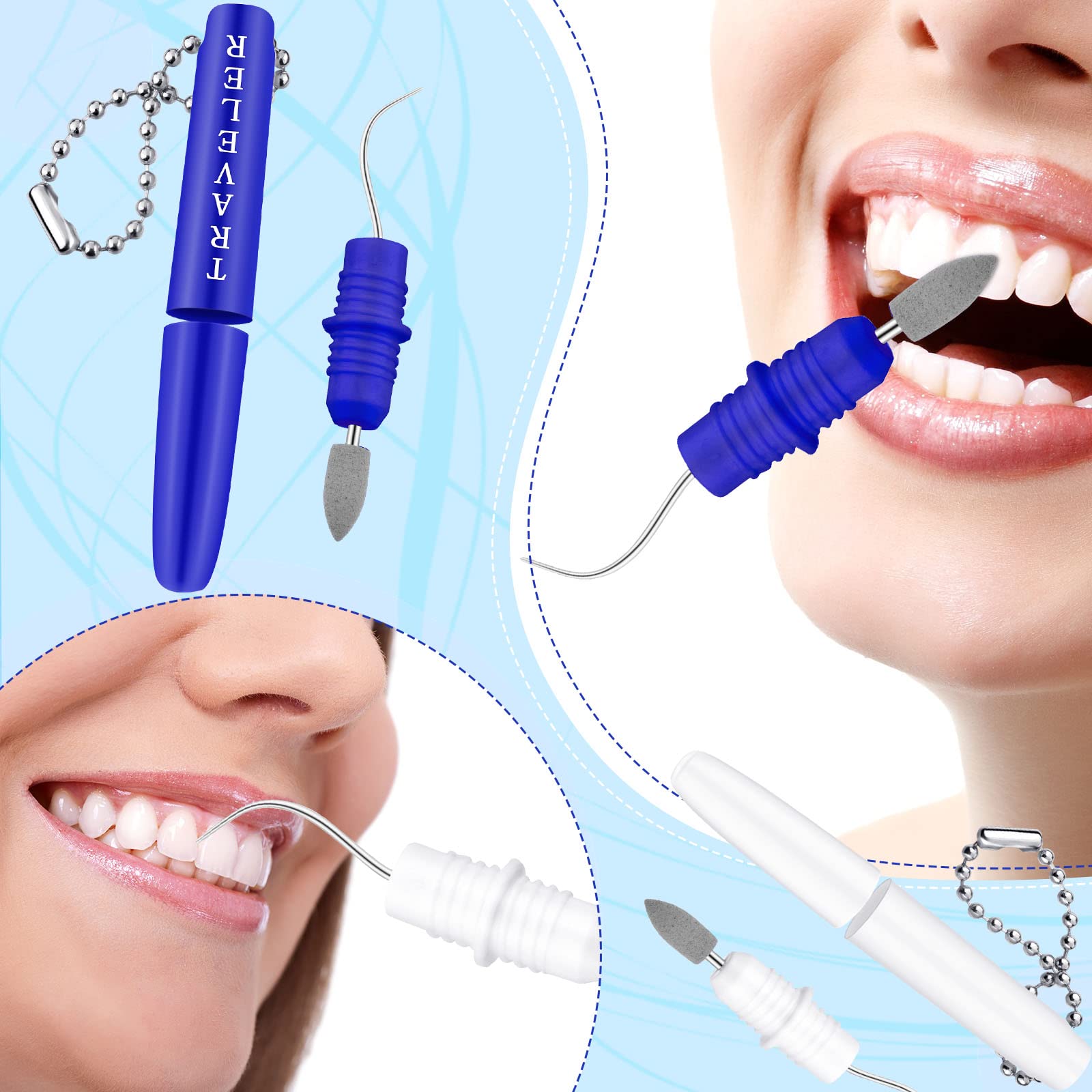 4 Pack Reusable Metal Toothpick Holder with Keychain - Portable Dental Tool Set for Teeth Cleaning & Plaque Removal - Perfect for Travel, Office & Daily Oral Hygiene