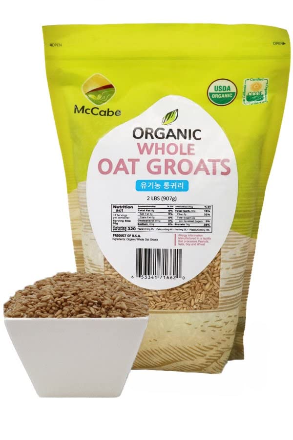 Organic Whole Oats Groats - 2Lbs Whole Grain Oats | USDA & CCOF Certified Raw Oat Groats | Non-GMO, Gluten-Free | Perfect for Oatmeal, Granola, Baking & Healthy Breakfast | Made in USA