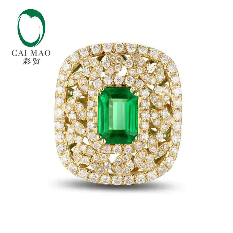 14K Gold 1.97ctw Natural Emerald & Diamond Vintage Engagement Ring - Fine Jewelry for Wedding, Proposal & Anniversary Gifts