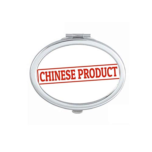 DIYthinker Red Chinese Product Seal Pattern Mirror - Portable Folding Double-Sided Makeup Mirror with Stand (Ideal for Vanity, Travel & Home Decor)