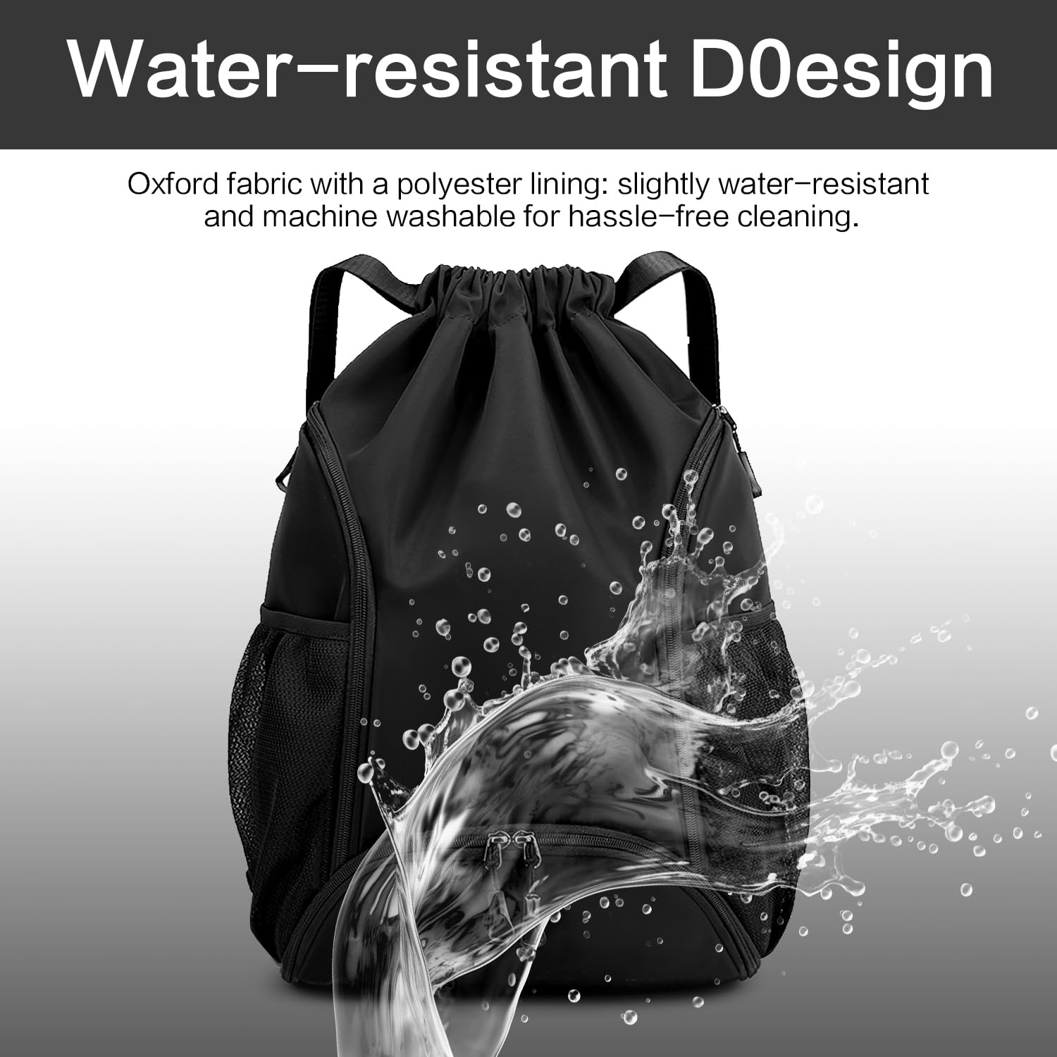 32L Large Capacity Gym Bag with Shoe Compartment & Water Bottle Holder - Drawstring Sports Backpack for Workout, Travel, and Outdoor Activities
