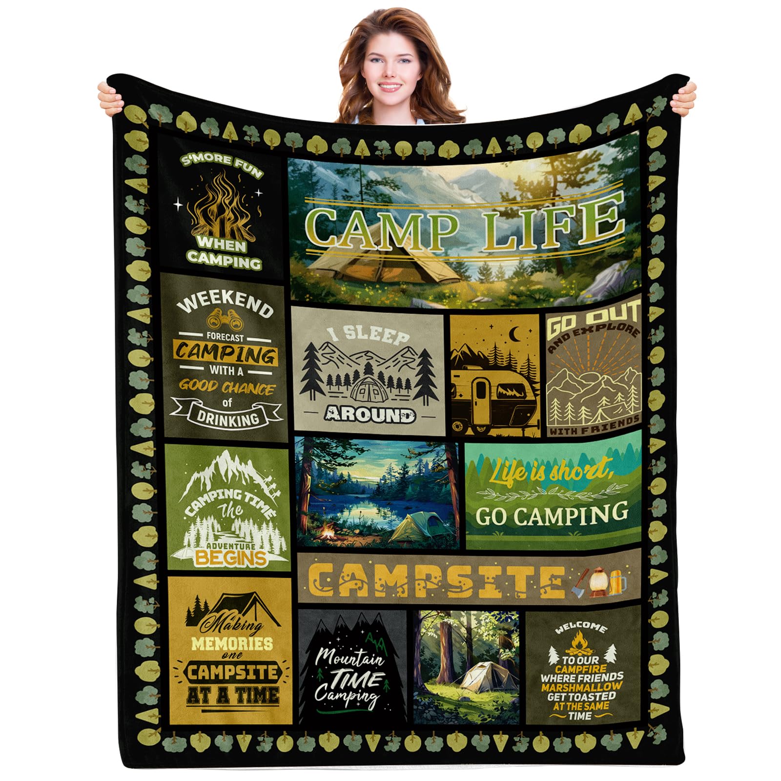 40x50 Inch Premium Camping Blanket - Perfect Outdoor Gift for Men & Women - Ideal for Hiking, Picnics, Beach & Camping Trips - Great Birthday, Christmas & Thanksgiving Present for Campers
