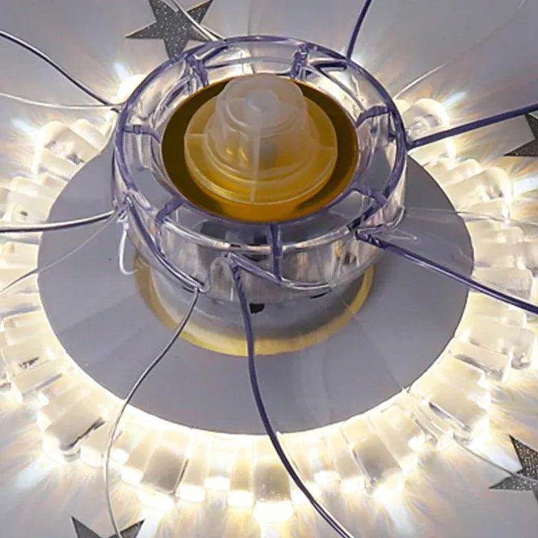 Modern White Ceiling Fan with LED Light - Star Design Decorative Lighting for Bedroom, Living Room & Home Office