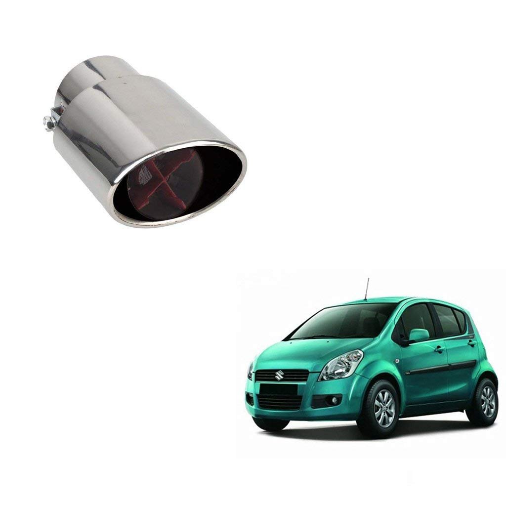 GOLSM Single Oval Pipe Chrome Exhaust Silencer for Maruti 800 - Stylish Car Muffler Upgrade for Better Performance & Sound Enhancement | Perfect for Street Racing & Car Customization