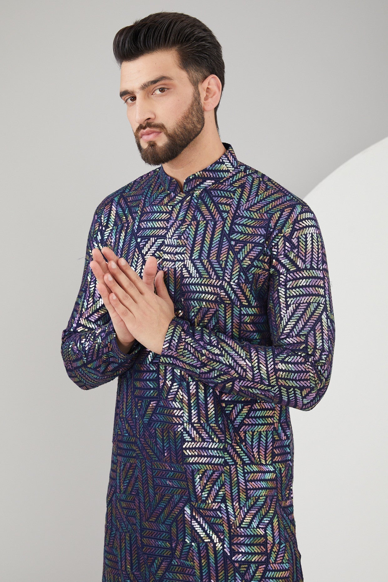 Multi-Colored Georgette Sequins Embroidered Kurta for Women | Elegant Indian Party Wear & Festive Occasion Outfit | Perfect for Weddings, Diwali & Special Events