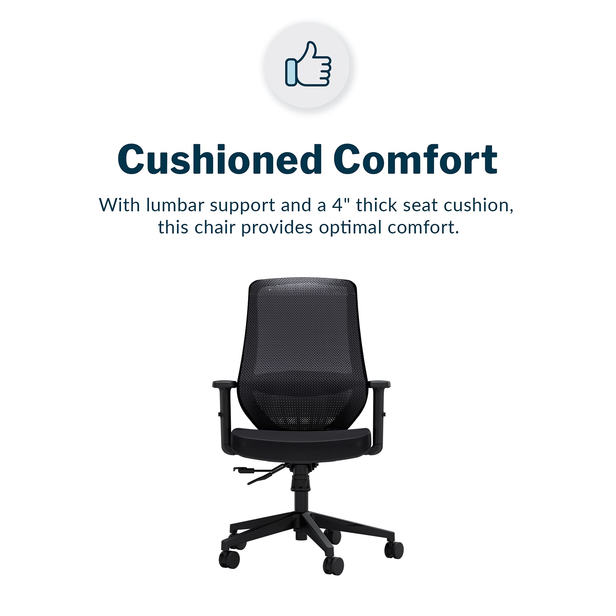 Varidesk Essential Task Chair - Ergonomic Mesh Office Chair with Adjustable Height, Lumbar Support & Breathable Backrest - Perfect for Home Office, Computer Work & Gaming Setup - Black (Easy Assembly)
