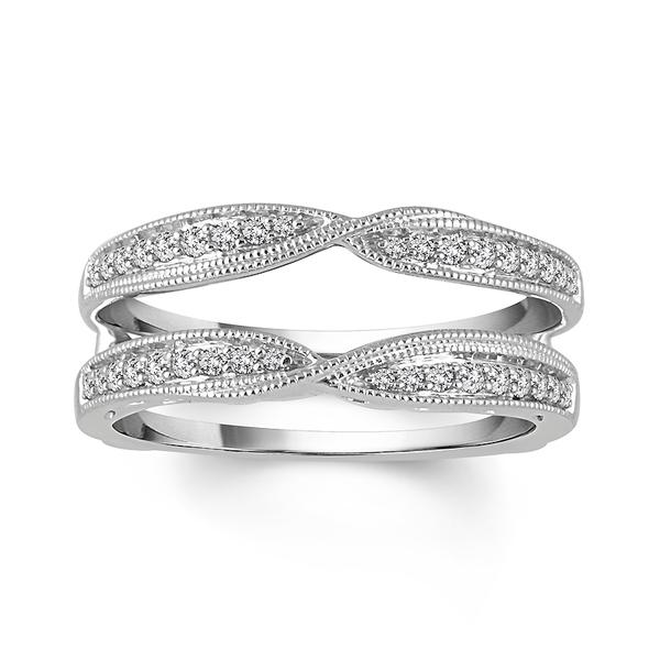 14K White Gold 0.25 Carat Diamond Ring Guard Enhancer - Perfect for Wedding Bands, Engagement Rings & Stackable Jewelry