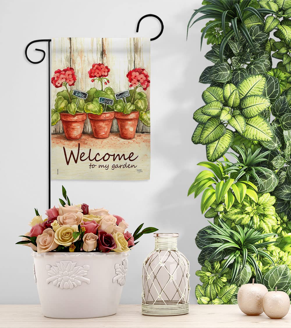 Breeze Decor Welcome to My Garden House Flag Kit - Double-Sided Spring Floral Banner with Sunflower, Tulip, Rose, Orchid & Lilies - Made in USA - Perfect for Springtime Yard Decoration & Seasonal Gift Giving