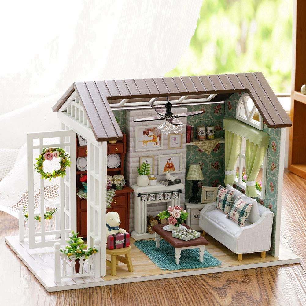 Premium Wooden DIY House Toy Set - Durable Handmade Wooden Dollhouse for Kids | Creative Building & Pretend Play for Children's Room & Home Decor
