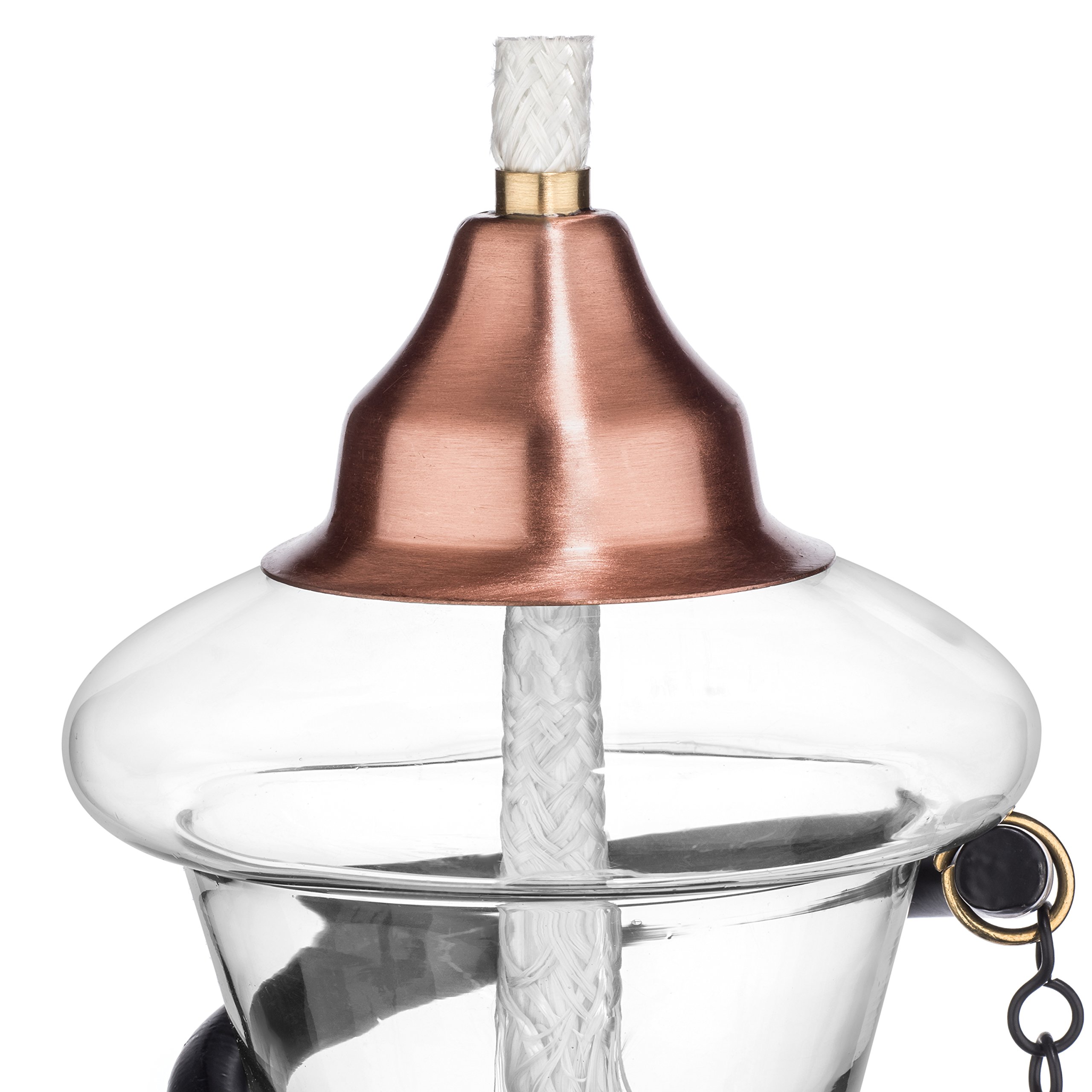 H Potter Glass Torches with Copper Tops - Set of 2 Outdoor Garden Lighting for Patio, Deck & Landscape | Perfect for Backyard Ambiance, Poolside Decor & Evening Entertaining