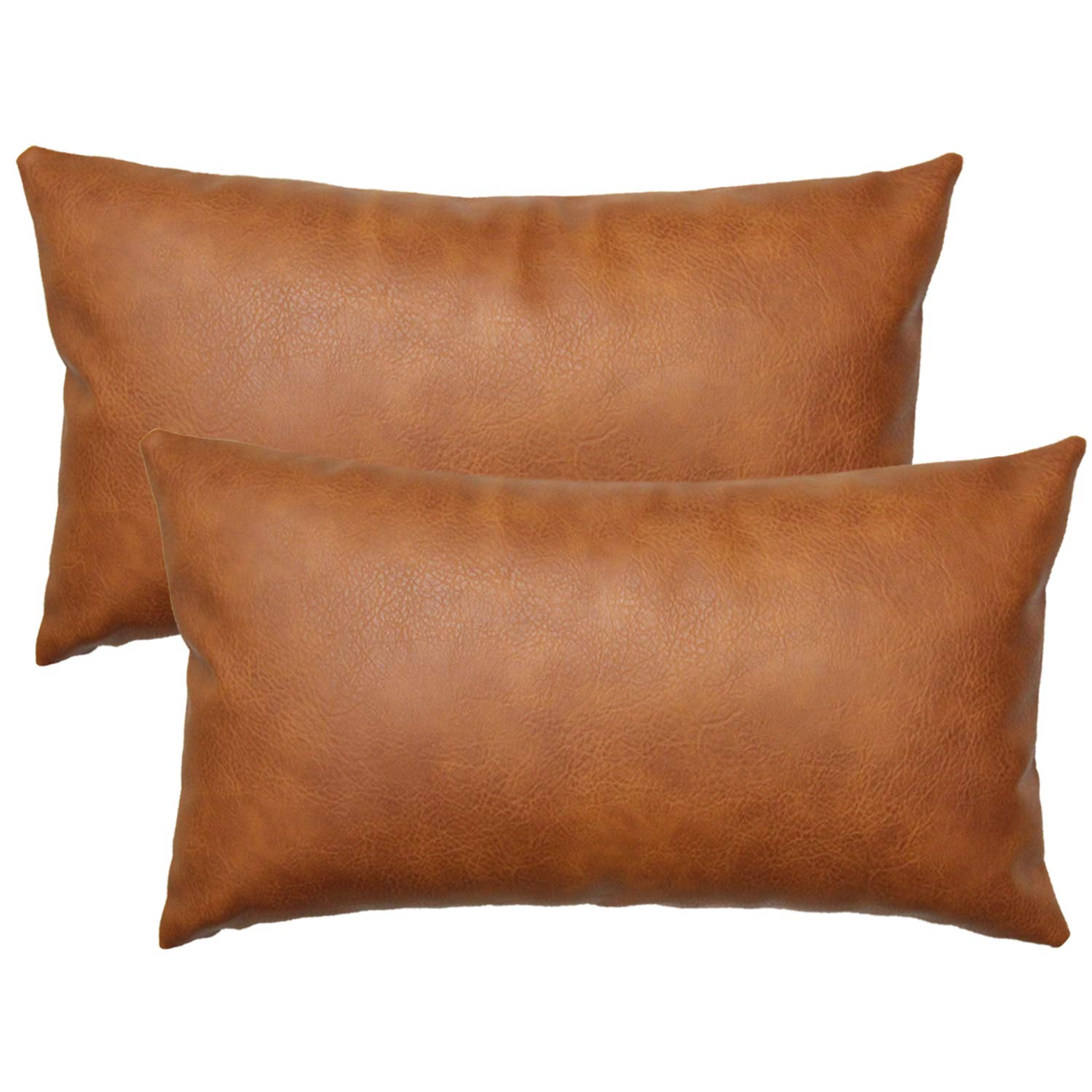 JOJUSIS Modern Faux Leather Throw Pillow Covers Set of 2 - 12x20 Inch Decorative Couch Sofa Bed Pillow Cases - Waterproof & Easy Clean - Perfect for Living Room, Bedroom, and Home Decor