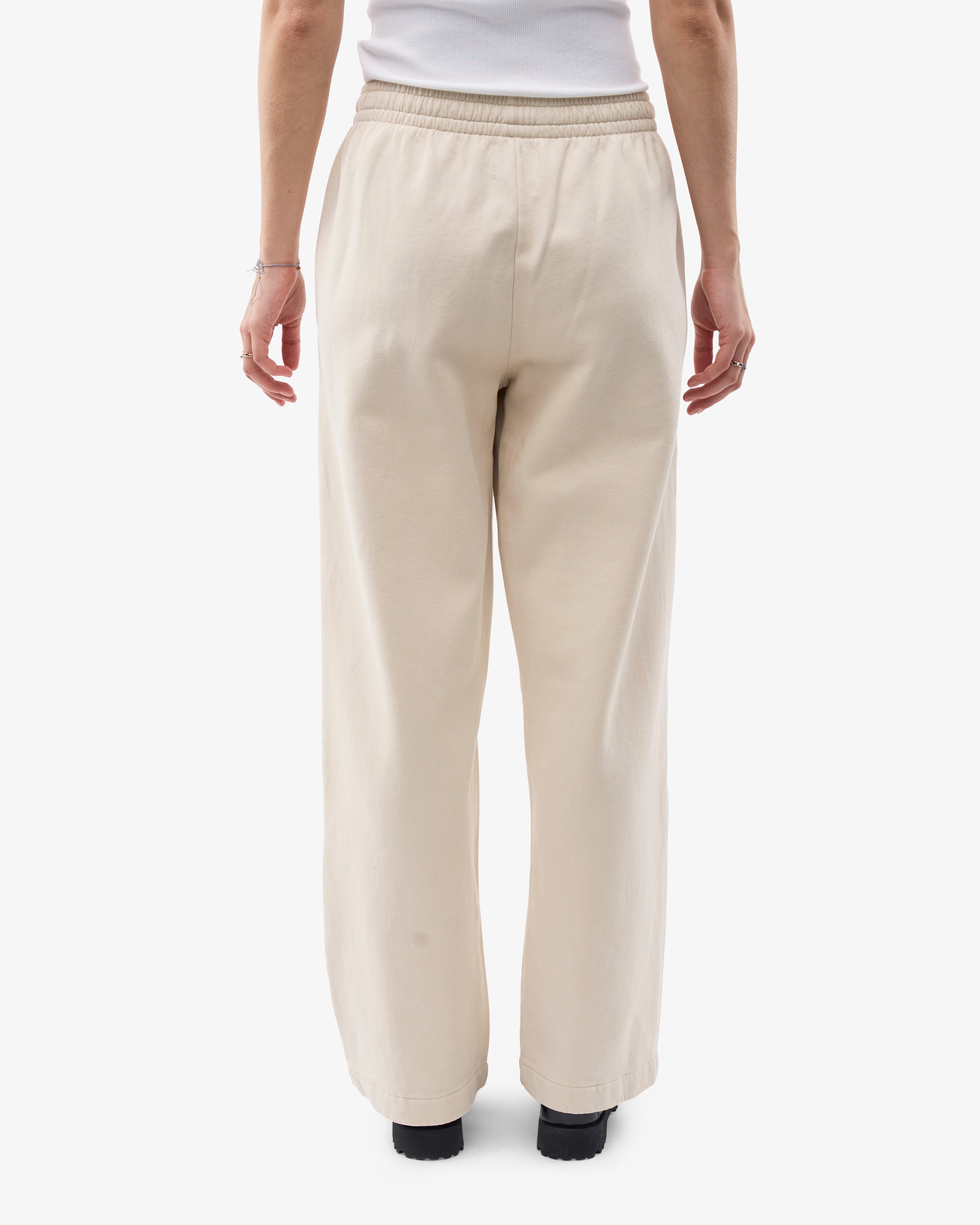 Organic Straight Leg Sweatpants for Women - Soft Ivory White Cotton Lounge Pants - Perfect for Yoga, Running & Home Relaxation