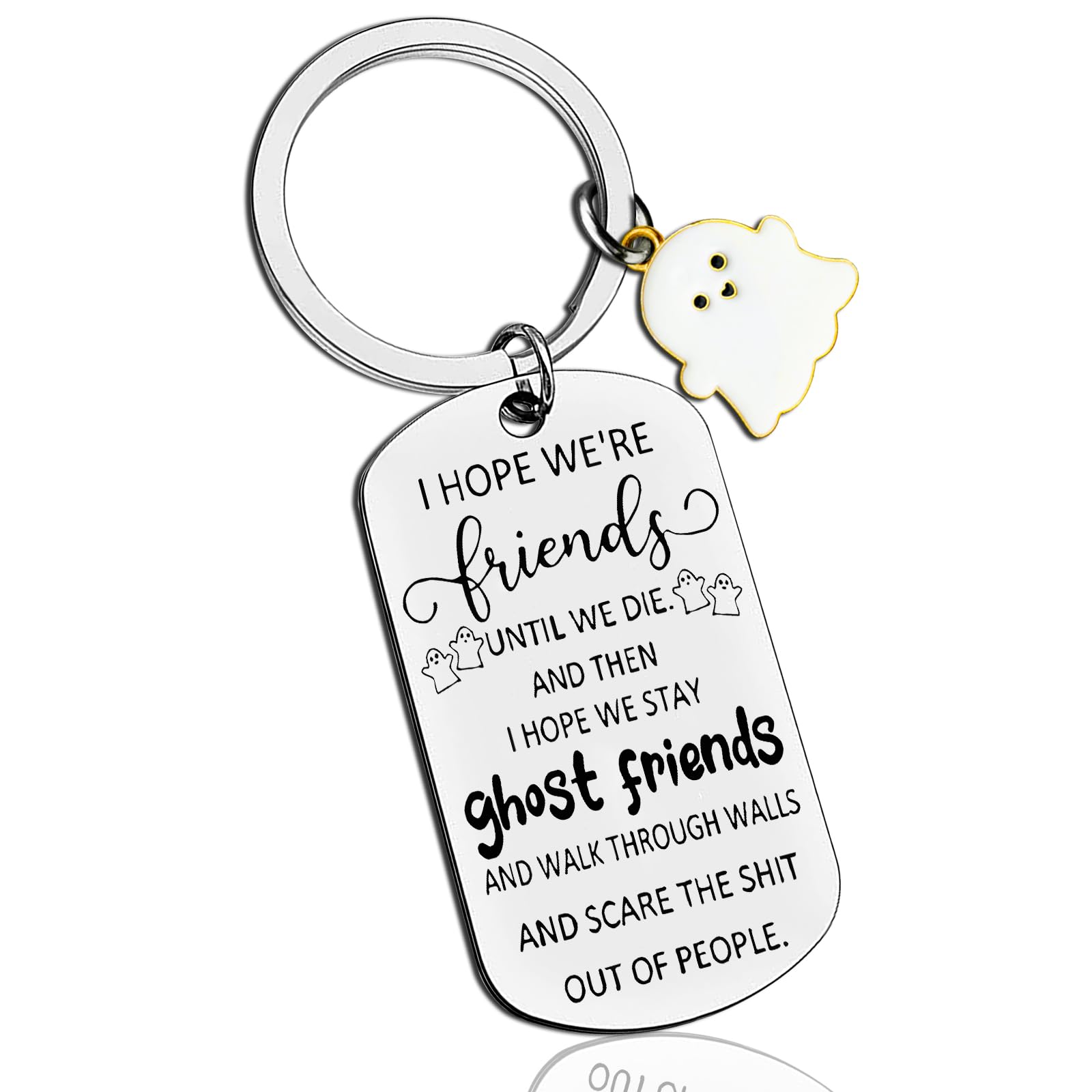 Best Friend Keychain Gifts for Women - Cute Ghost Keyring for BFF Birthday, Halloween, Mother's Day - Friendship Gifts for Besties - Perfect for Everyday Carry, Gift Giving & Special Occasions