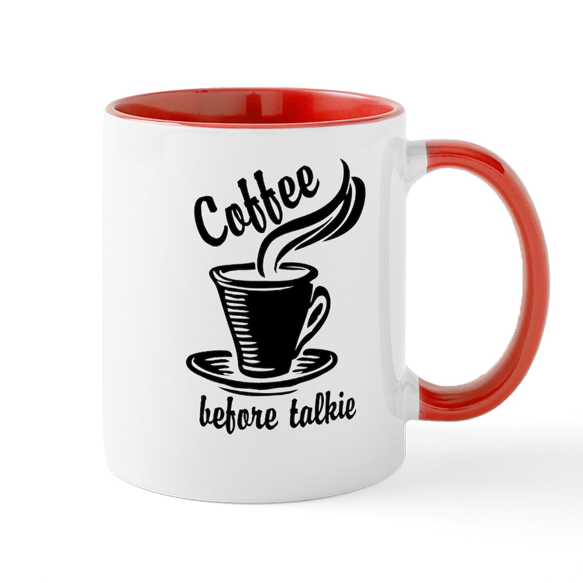 Funny Coffee Before Talkie Ceramic Mug - 11 oz (325 ml) Humorous Coffee Cup for Office, Home & Gifts - Perfect for Coffee Lovers & Coworkers