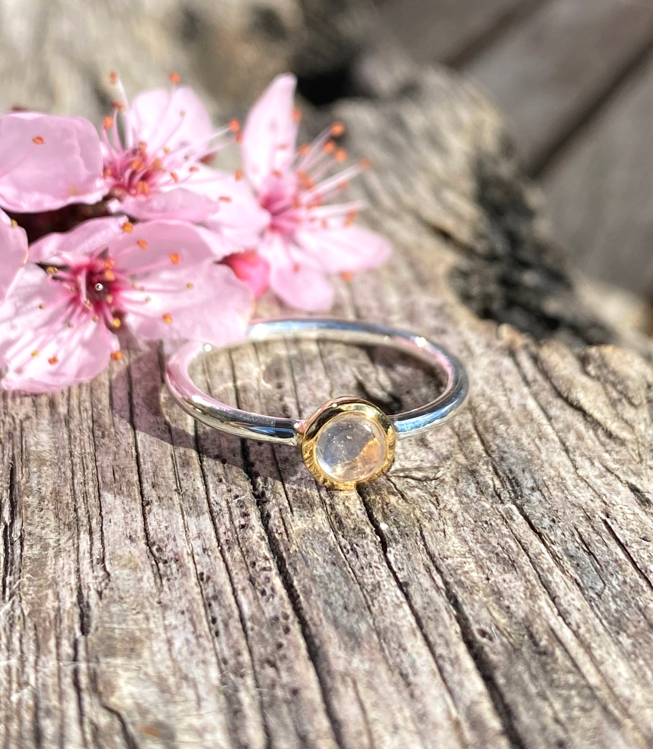 Rainbow Moonstone Ring - Dainty Thin Band for Women | Elegant Jewelry for Everyday Wear & Special Occasions