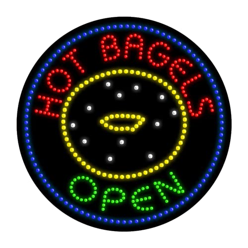 Hot Bagels LED Dots Sign #21310 - Energy Efficient Cafe Bakery Neon Light for Restaurants, Coffee Shops & Home Decor