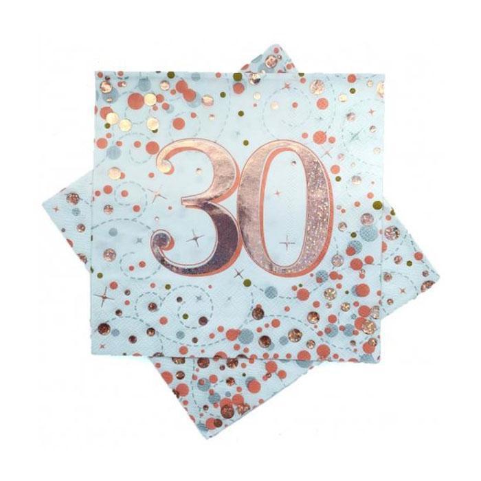 Sparkling Fizz Birthday Party Napkins - Elegant Rose Gold & White Paper Napkins for Wedding, Baby Shower & Anniversary Celebrations
