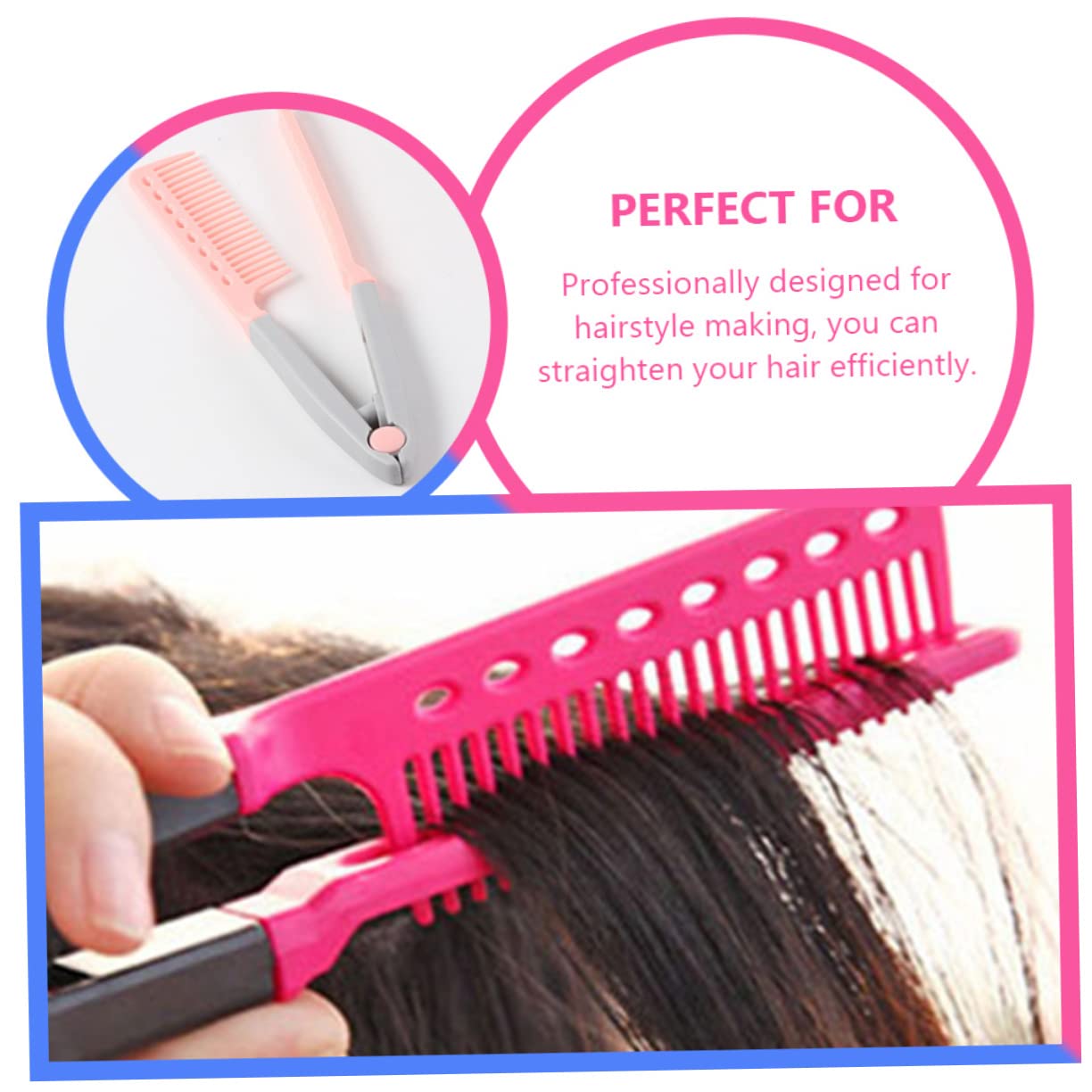 CAXUSD Hair Straightening Comb Set - 3 Pack V-Shape Hair Straightener Brush & Styling Tool for Smooth, Frizz-Free Hair | Perfect for Home Use, Travel & Salon Styling