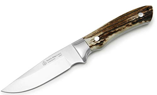 Puma IP Fenris Stag Hunting Knife - Spanish Made High Carbon Steel Blade with Genuine Leather Sheath - Perfect for Outdoor Camping, Hunting, and Bushcraft Activities