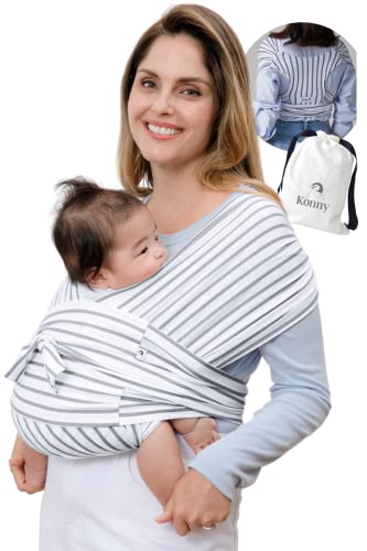 Konny Baby Wrap Carrier - Adjustable & Breathable Baby Sling for Newborn to 44 lbs | Hands-Free Infant Carrier for Moms & Dads | Perfect for Shopping, Travel & Daily Errands (Stripe, 2XL) - Ideal Mother's Day Gift