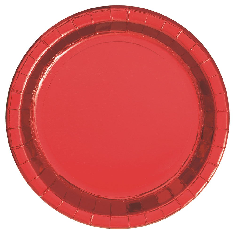 Unique Industries 9-Inch Red Plastic Dinner Plates - Durable Disposable Tableware for Parties, BBQs, Picnics & Events
