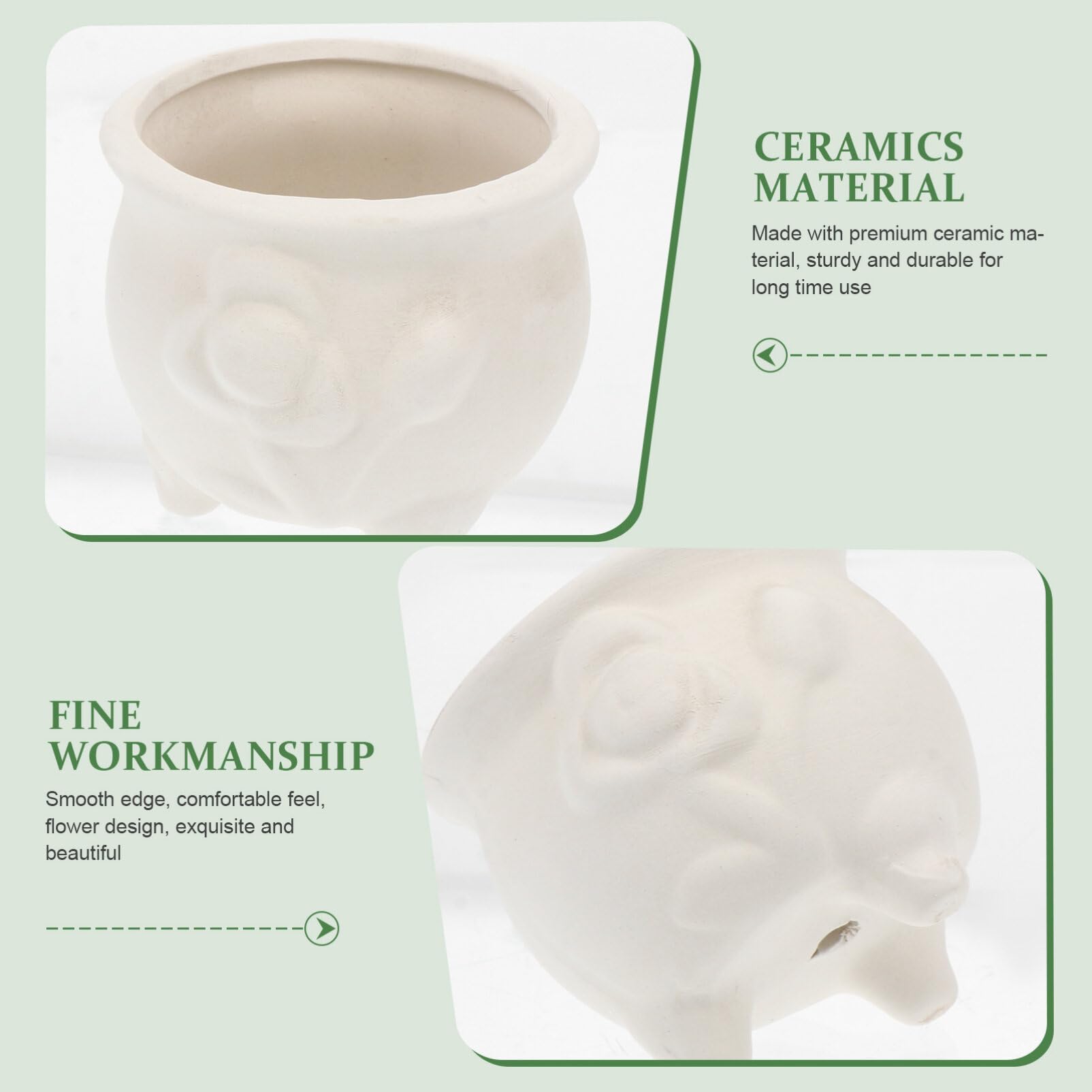 VICASKY 2-Pack Unpainted Ceramic Animal Succulent Planters - DIY Paintable Flower Pots for Cactus, Small Plants - White Craft Kit for Home Garden Decor, Kids Art Projects & Gift Making