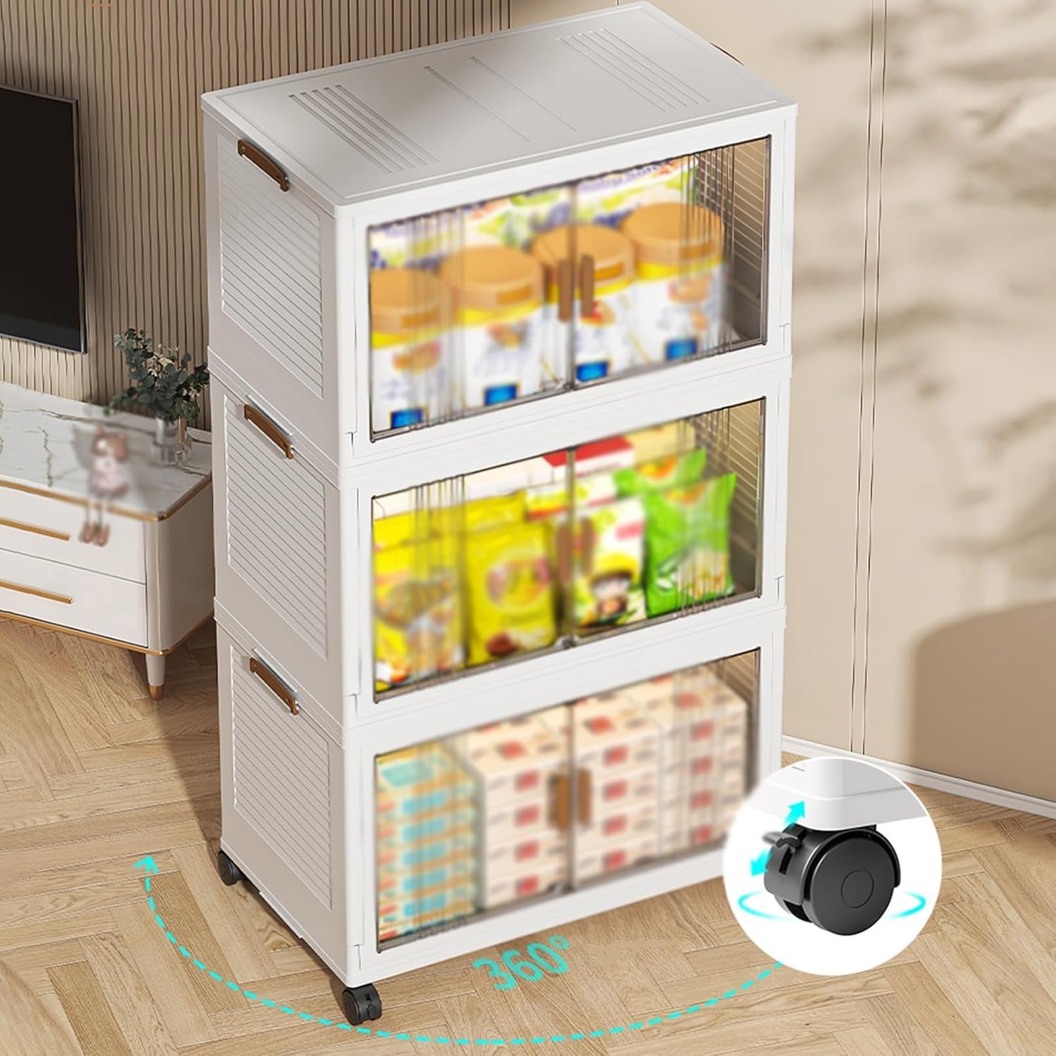 Large Stackable Storage Bins with Lids & Wheels - Plastic Organization Cube Box for Home, Office, Garage & Closet Storage - Perfect for Organizing Toys, Clothes, Documents & Seasonal Items