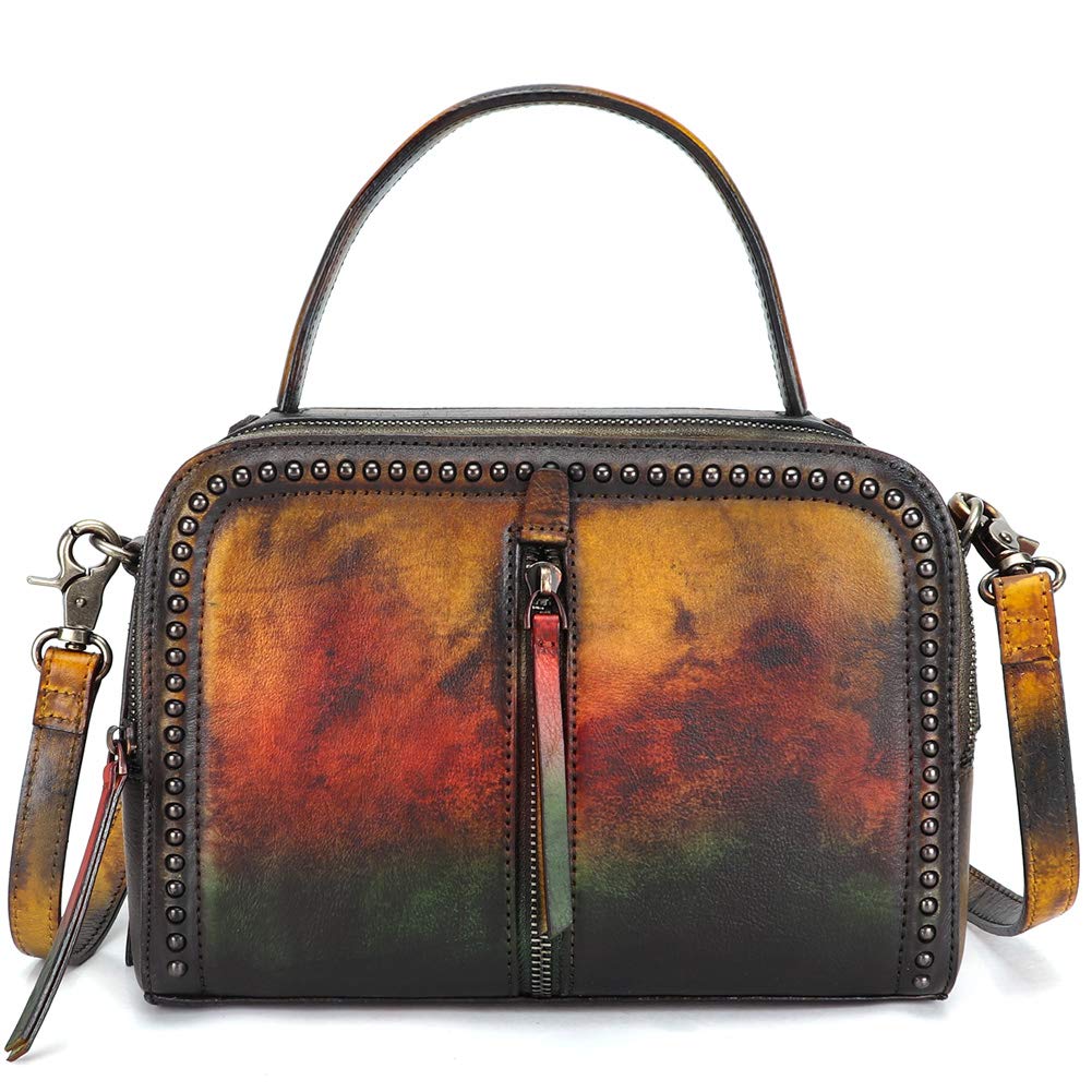 IVTG Genuine Leather Crossbody Bag for Women - Vintage Handmade Top Handle Satchel Purse | Perfect for Work, Travel & Everyday Use