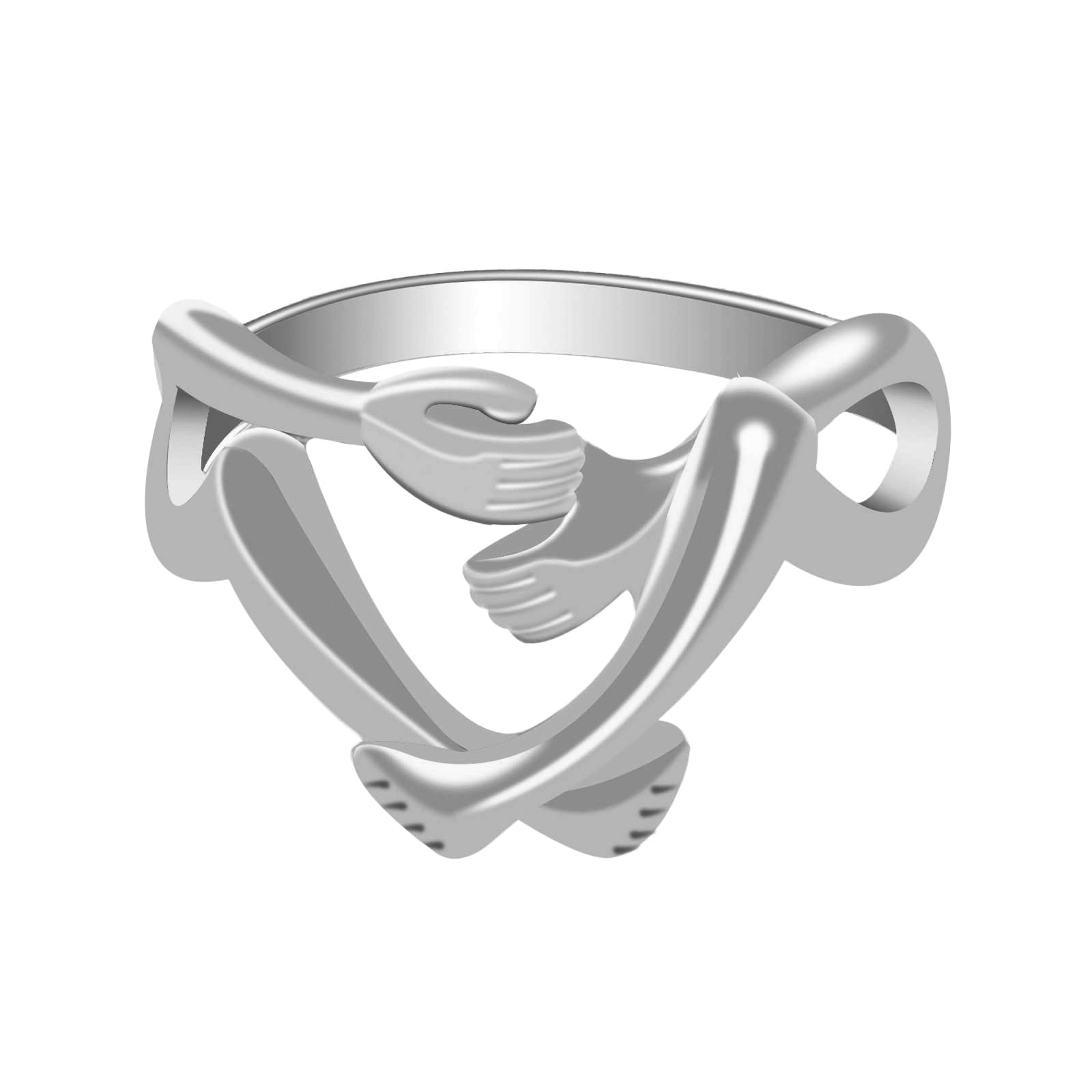 Stainless Steel Hug of Love Ring - Elegant Diamond Wheel Design for Men & Women, Size 5-10 | Perfect Friendship, Unity & Mood Rings for Couples, Weddings & Everyday Wear