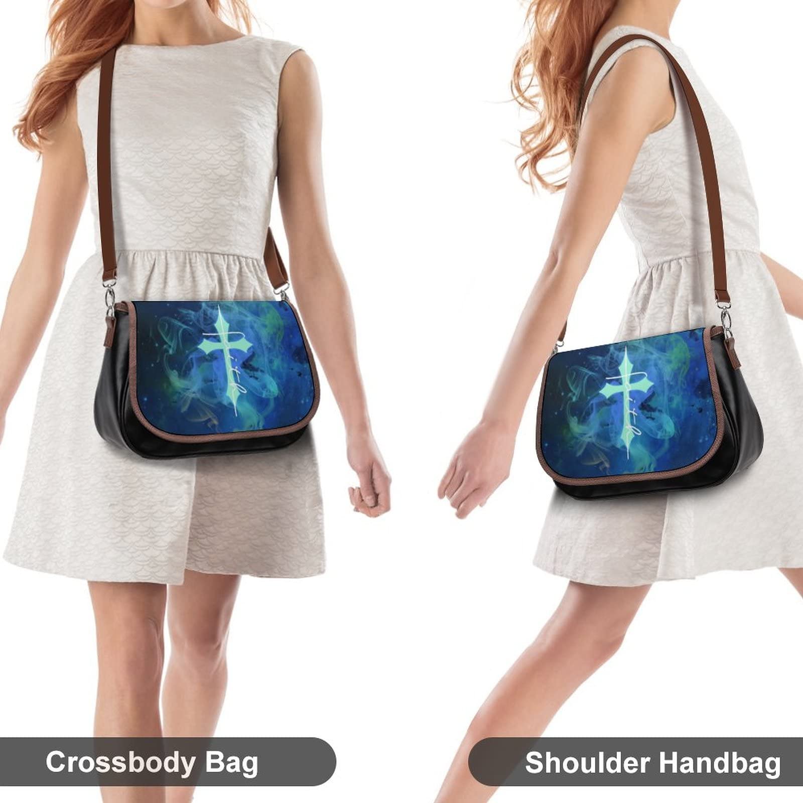 Stylish Medium Crossbody Bags for Women - Printed Shoulder Messenger Purse with Adjustable Strap, Fashion Satchel in Faith Blue | Perfect for Work, Travel & Everyday Use