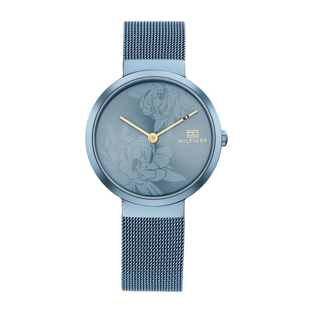 Tommy Hilfiger Women's Blue Stainless Steel Mesh Bracelet Analog Quartz Watch 1782470 | Elegant & Stylish for Work, Parties & Everyday Wear