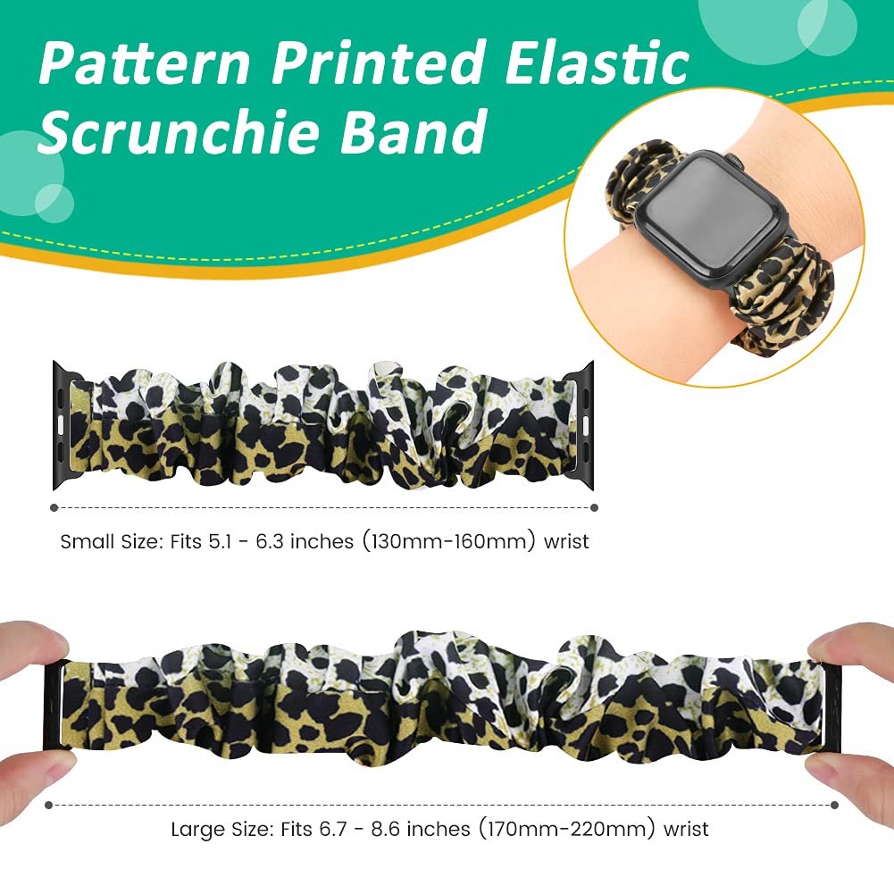 Tiptops 3 Pack Apple Watch Bands 38mm-49mm - Soft Fabric Scrunchies Wristbands for Women, Compatible with iWatch Ultra 2, Series 10/9/8/7/6/5/4/3/2/1/SE - Stylish Printed Straps for Workout, Office & Everyday Wear