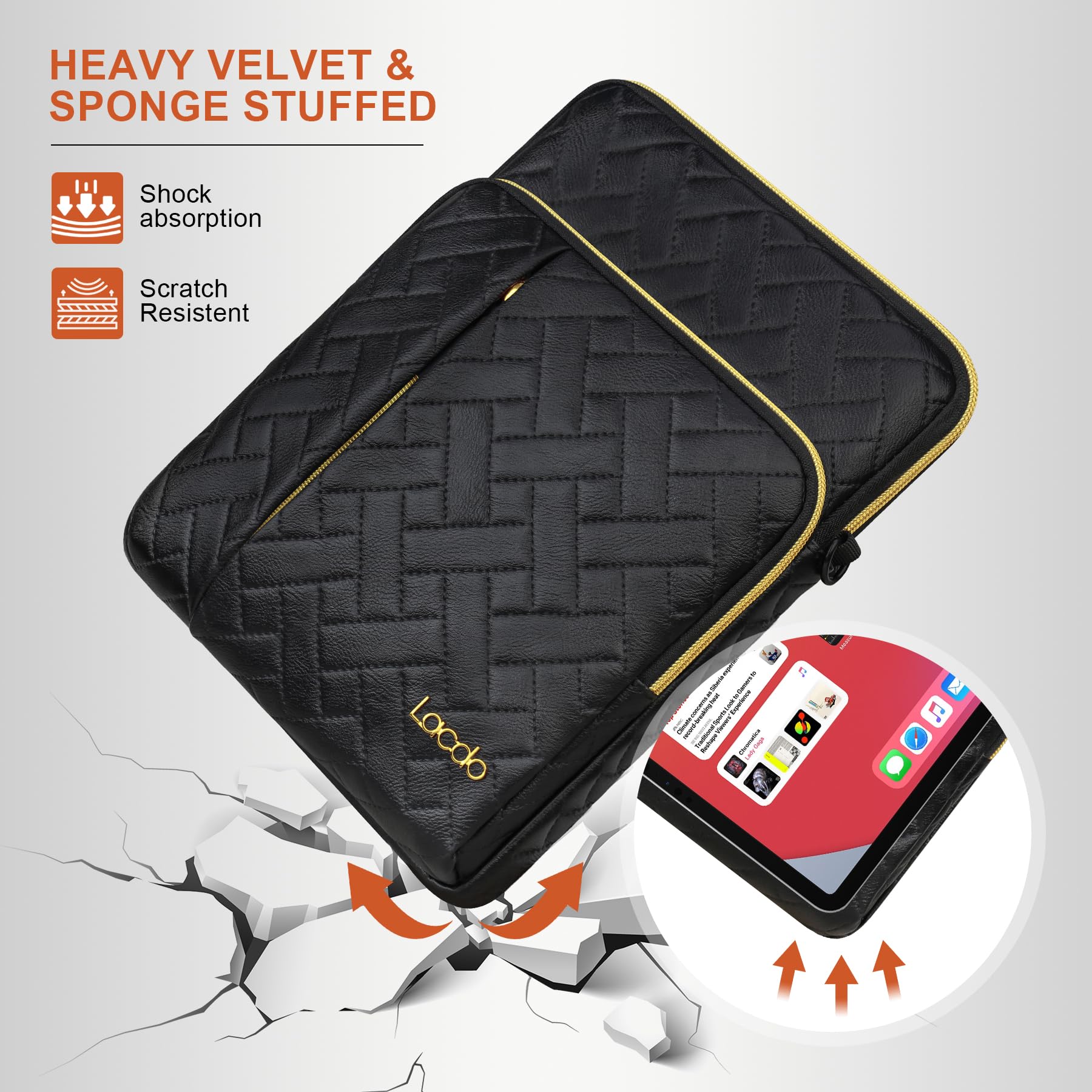 Lacdo 11 inch Tablet Sleeve Bag for iPad Pro M4/Air M3 M2/A16, 10.9 inch iPad, 10.2 inch iPad Air 5/4 & Samsung Galaxy Tab A9+ - Protective Shoulder Carrying Case (Black) - Perfect for Travel, Office & School Use